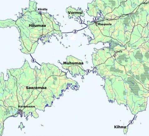 Estijos kelių direkcijos iliustr.  /Estijos ledo kelių žemėlapis