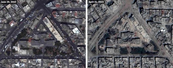 Государственный департамент США, Гуманитарная Информационная группа, NexTView Лицензия (DigitalGlobe) файлы. / Хомс больница